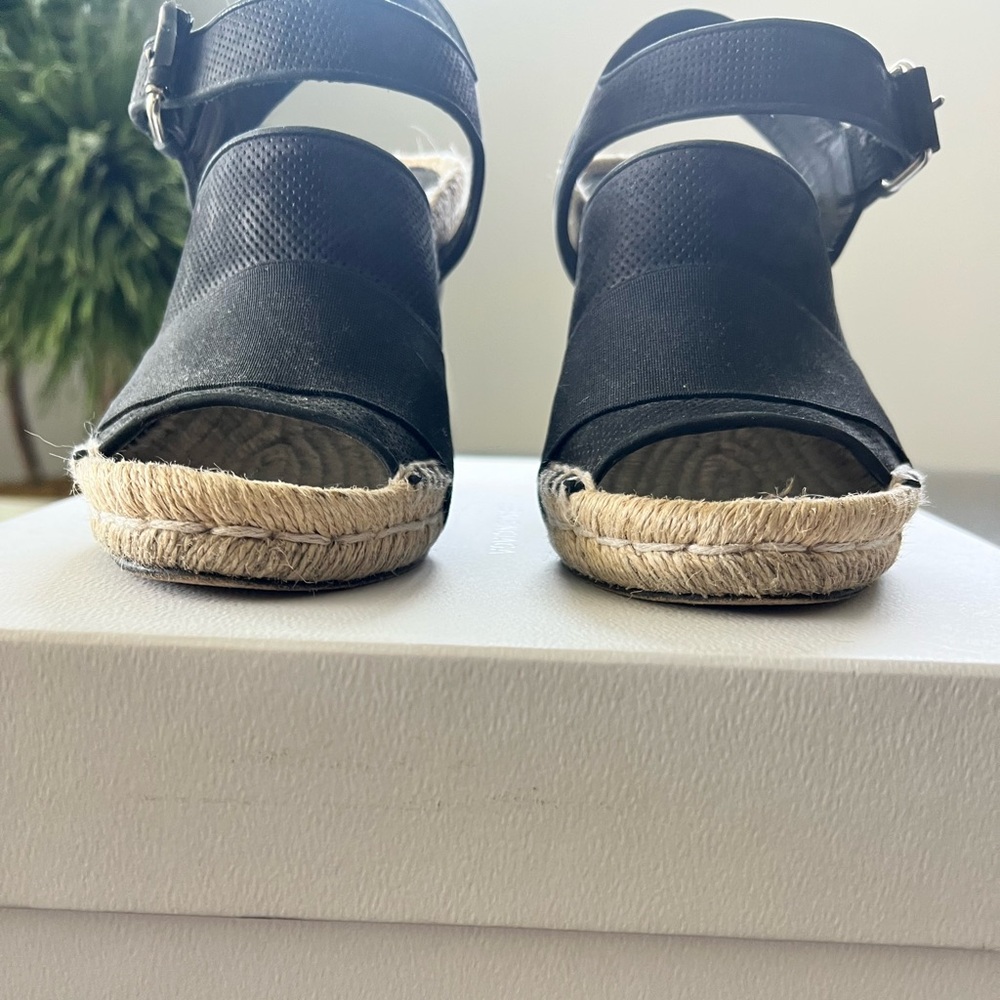 Balenciaga Black Wedge Espadrille Sandals with Ankle Buckle - Picture 6 of 9